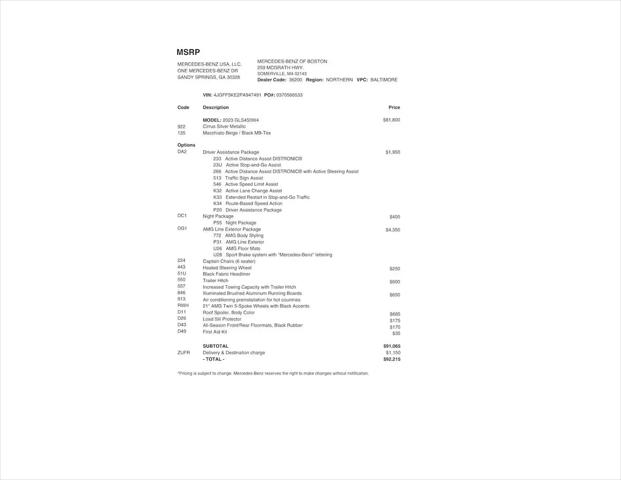 2023 Mercedes-Benz GLS GLS 450 4MATIC