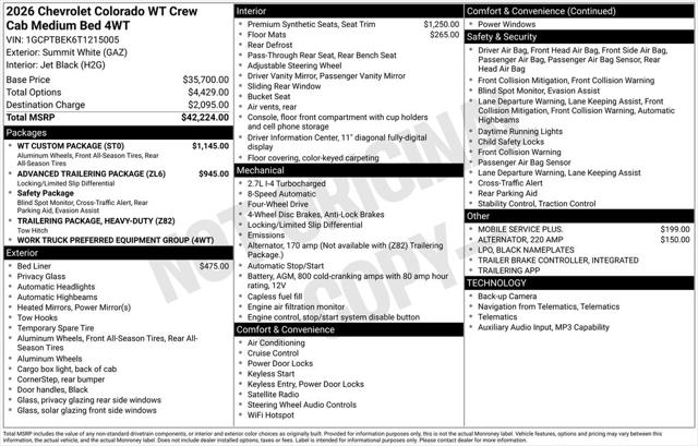 2026 Chevrolet Colorado WT, 4WD