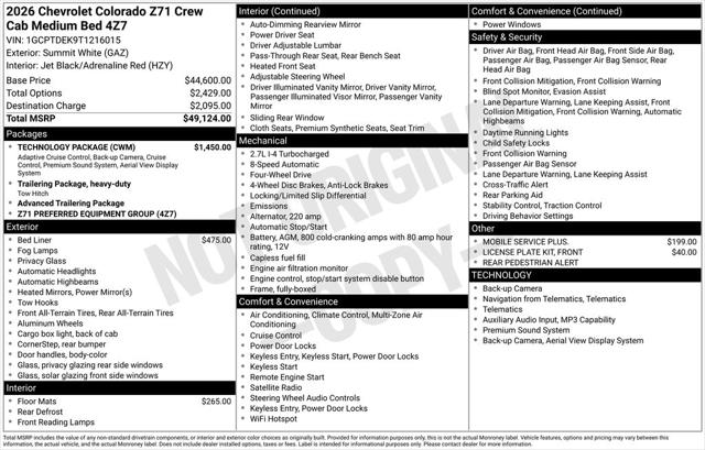 2026 Chevrolet Colorado Z71, 4WD