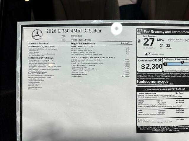 2026 Mercedes-Benz E 350 E 350 4MATIC AMG Line