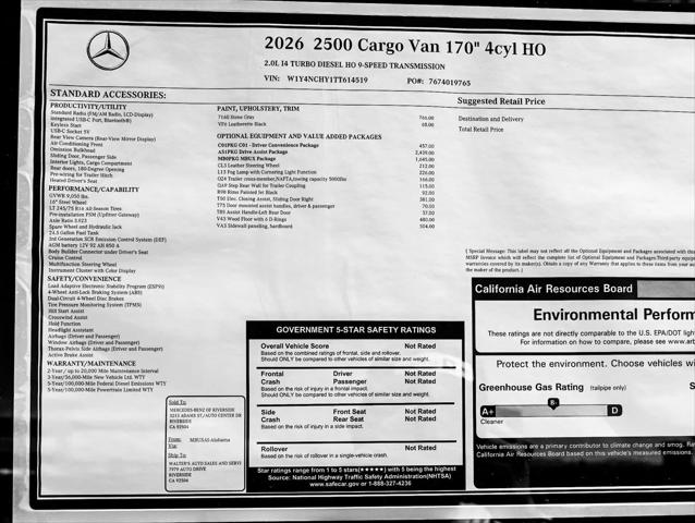 2026 Mercedes-Benz Sprinter 2500 High Roof 4-Cyl Diesel HO