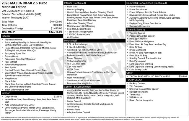 2026 Mazda CX-50 2.5 Turbo Meridian Edition