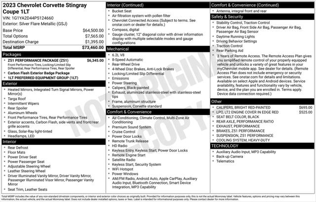 2023 Chevrolet Corvette Stingray RWD Coupe 1LT