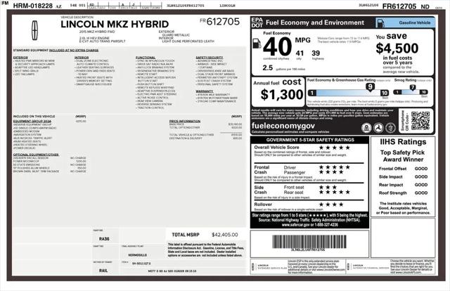 2015 Lincoln MKZ Hybrid Hybrid
