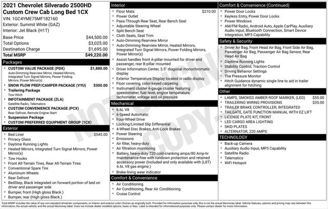 2021 Chevrolet Silverado 2500HD 4WD Crew Cab Long Bed Custom