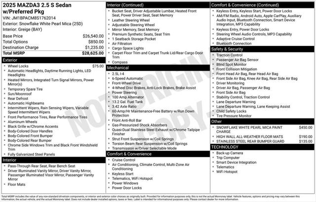 2025 Mazda Mazda3 Sedan 2.5 S Preferred