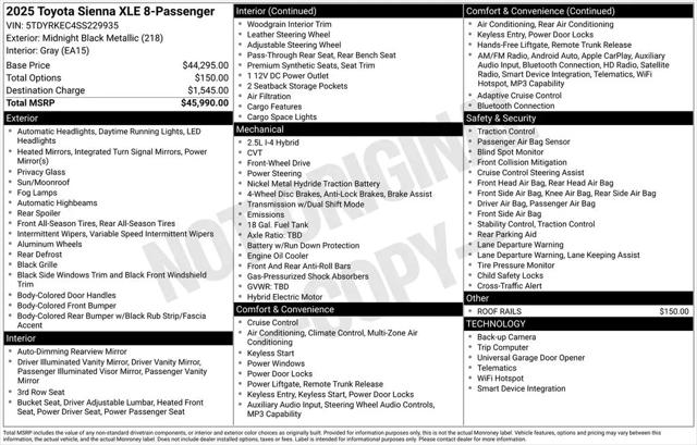 2025 Toyota Sienna XLE
