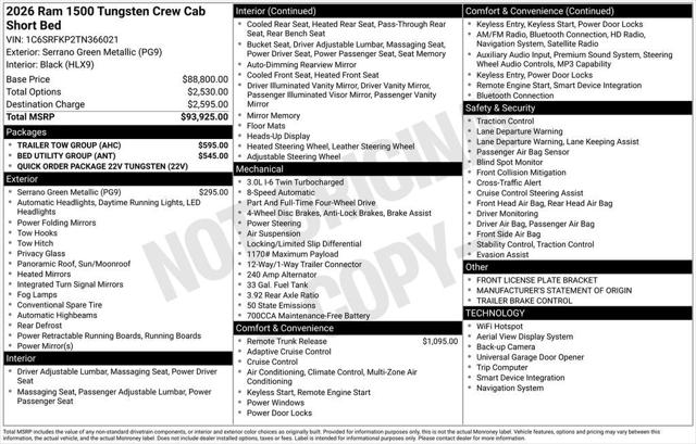 2026 RAM Ram 1500 RAM 1500 TUNGSTEN CREW CAB 4X4