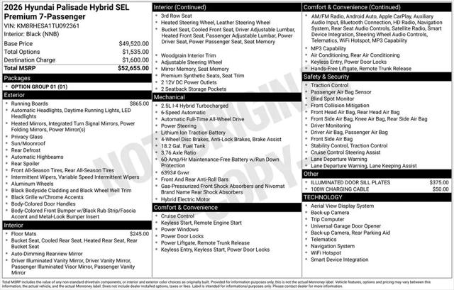 2026 Hyundai Palisade Hybrid SEL Premium 7P