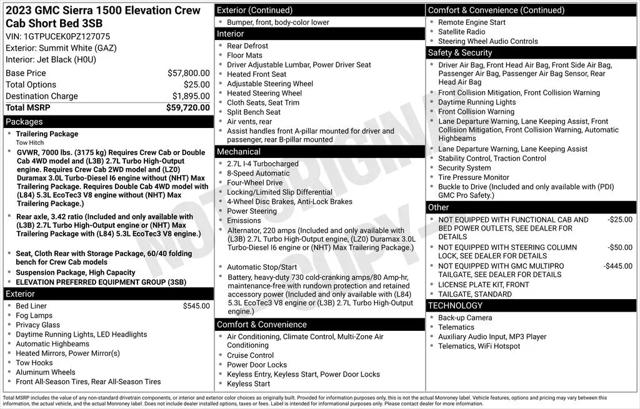 2023 GMC Sierra 1500 4WD Crew Cab Short Box Elevation with 3SB