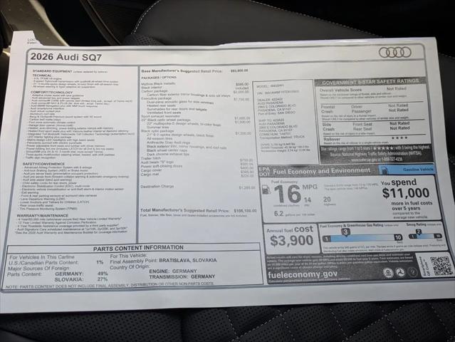 2026 Audi SQ7 Premium Plus TFSI quattro tiptronic