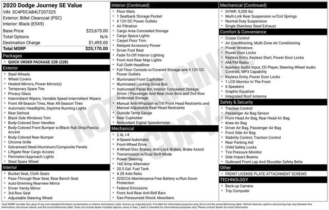 2020 Dodge Journey SE Value