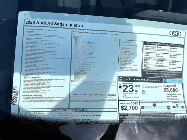 2026 Audi A6 Prestige quattro S tronic