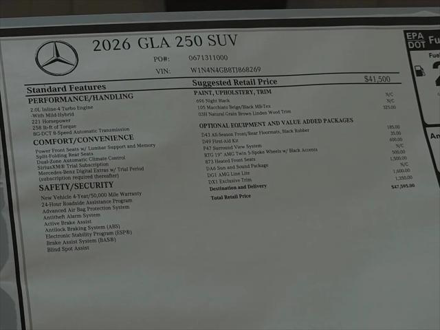 2026 Mercedes-Benz GLA-CLASS 4MATIC