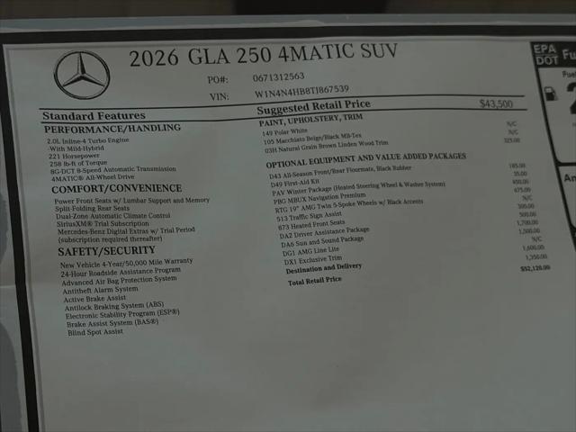 2026 Mercedes-Benz GLA-CLASS 4MATIC