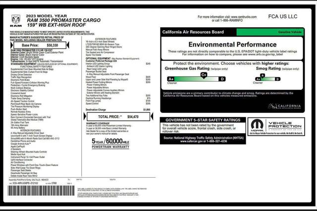 2023 Ram ProMaster Cargo Van High Roof 159" WB EXT