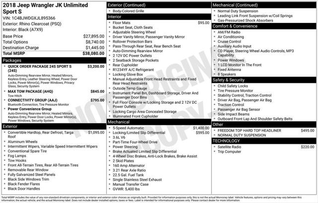 2018 Jeep Wrangler JK Unlimited Sport S 4x4