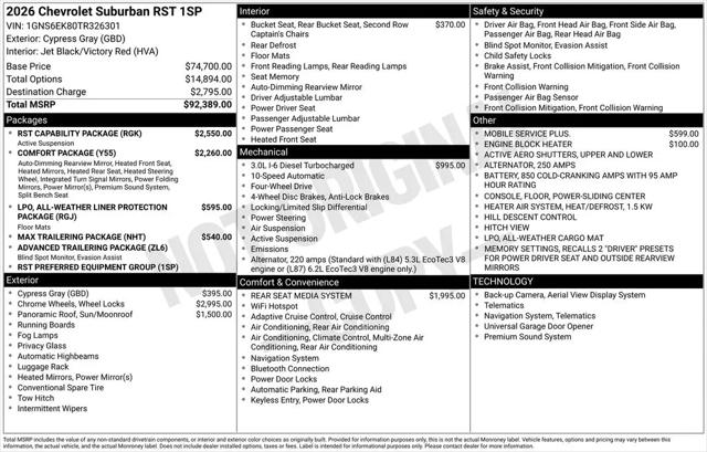 2026 Chevrolet Suburban RST, 4WD