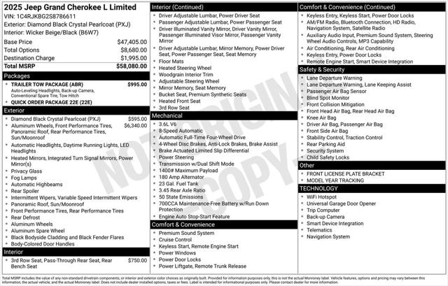 2025 Jeep Grand Cherokee GRAND CHEROKEE L LIMITED 4X4