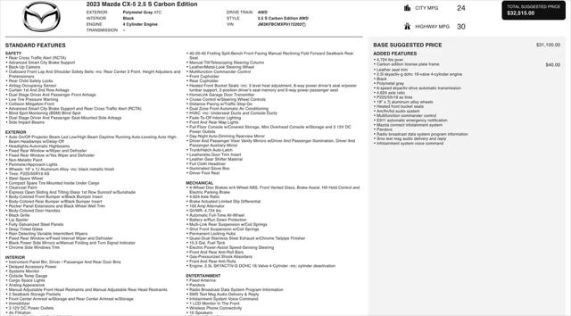 2023 Mazda CX-5 2.5 S Carbon Edition