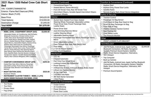 2021 Ram 1500 Rebel Crew Cab 4x4 57 Box