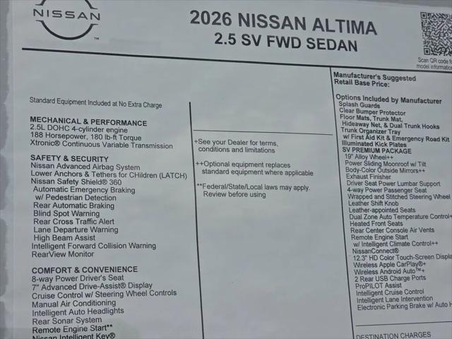 2026 Nissan Altima SV FWD