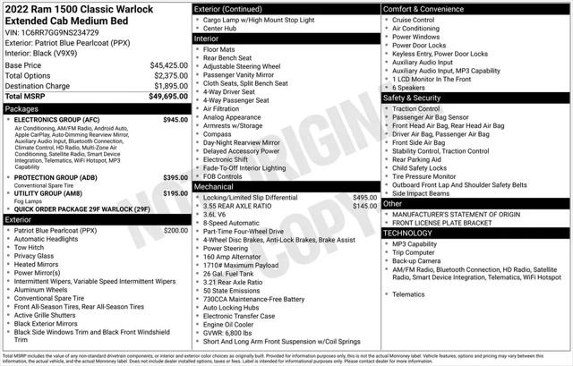 2022 Ram 1500 Classic Warlock Quad Cab 4x4 6'4" Box