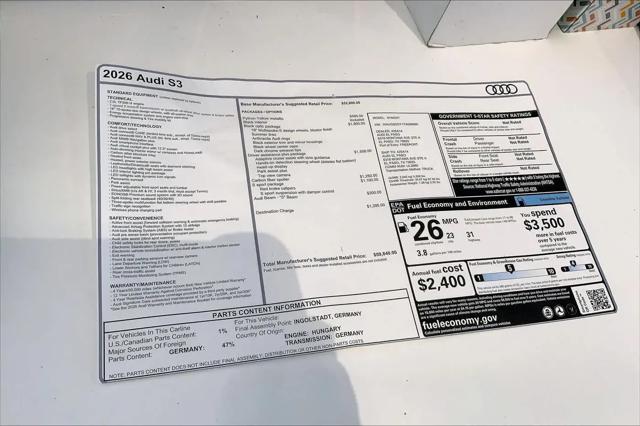 2026 Audi S3 TFSI quattro S tronic