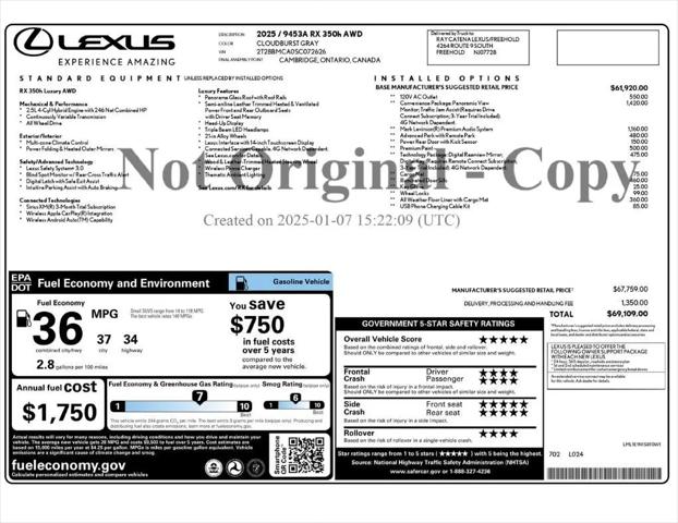 2025 Lexus RX 350 Luxury
