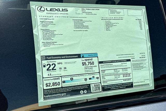 2026 Lexus IS 350 F SPORT Design