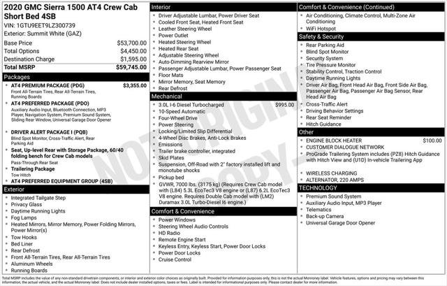2020 GMC Sierra 1500 4WD Crew Cab Short Box AT4