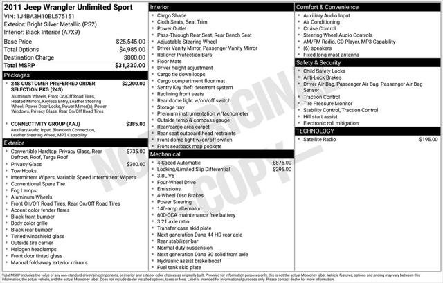 2011 Jeep Wrangler Unlimited Sport