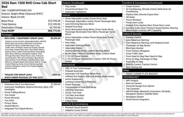 2026 RAM Ram 1500 RAM 1500 RHO CREW CAB 4X4 57 BOX 2026 RAM Ram 1500 RAM 1500 RHO CREW CAB 4X4 57 BOX