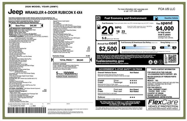 2026 Jeep Wrangler WRANGLER 4-DOOR RUBICON X