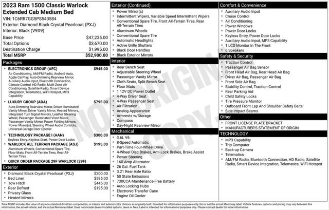 2023 Ram 1500 Classic Warlock Quad Cab 4x4 6'4" Box