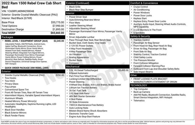 2022 Ram 1500 Rebel Crew Cab 4x4 5'7" Box