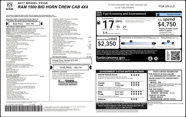 2017 Ram 1500 Big Horn Crew Cab 4x4 5'7" Box