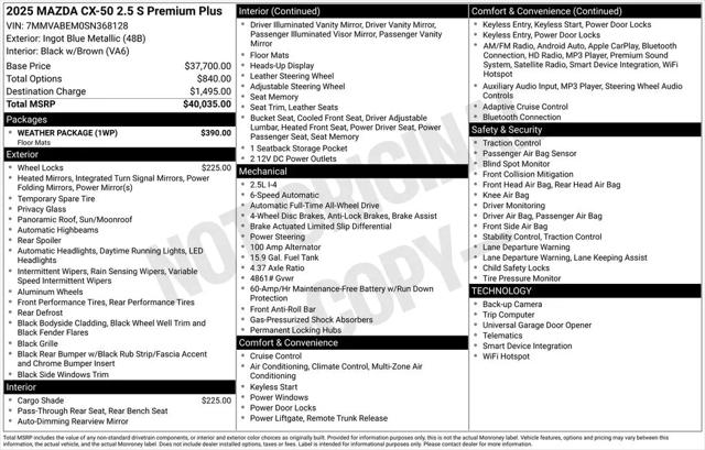 2025 Mazda CX-50 2.5 S Premium Plus Package