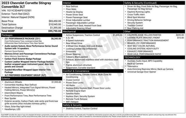 2023 Chevrolet Corvette Stingray RWD Convertible 3LT
