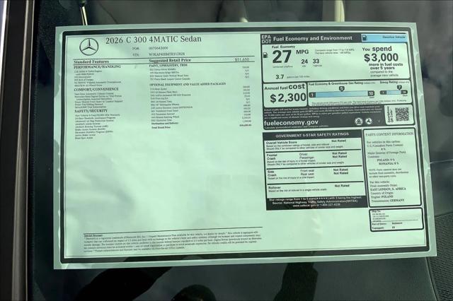2026 Mercedes-Benz C-CLASS C 300 C 300