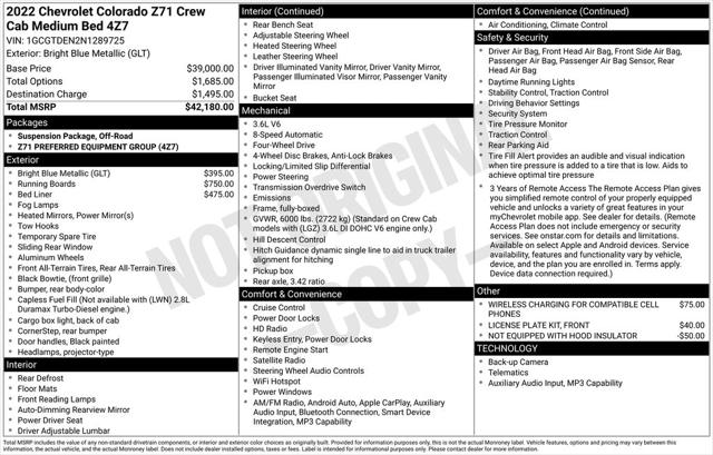 2022 Chevrolet Colorado 4WD Crew Cab Short Box Z71