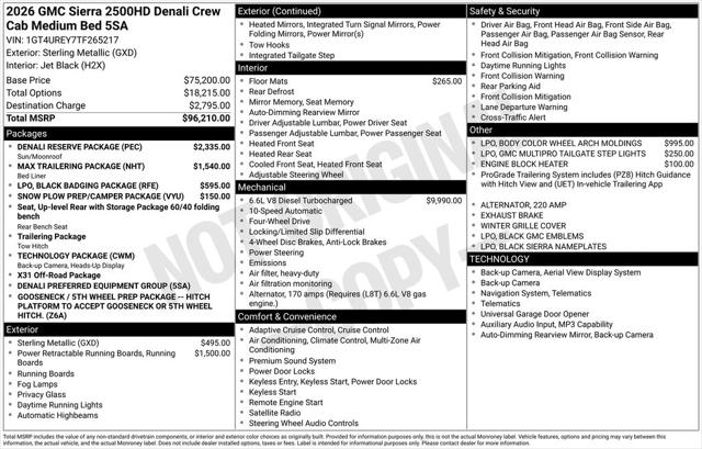 2026 GMC Sierra 2500HD Crew Cab, Standard Bed, Denali, 4WD