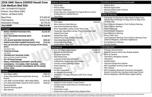 2026 GMC Sierra 2500HD Crew Cab, Standard Bed, Denali, 4WD