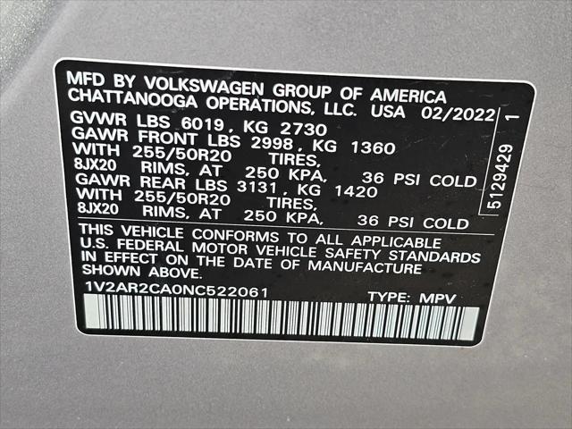 2022 Volkswagen Atlas 3.6L V6 SEL R-Line