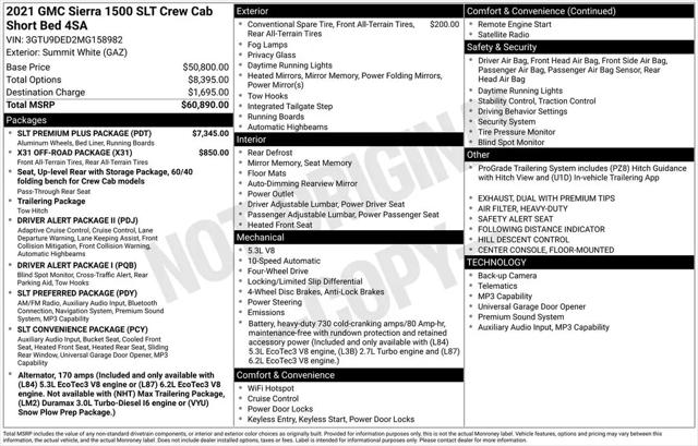 2021 GMC Sierra 1500 4WD Crew Cab Short Box SLT