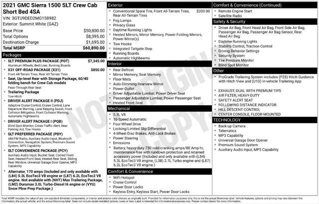 2021 GMC Sierra 1500 4WD Crew Cab Short Box SLT