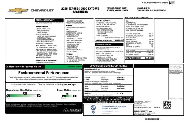 2025 Chevrolet Express Passenger RWD 3500 Extended Wheelbase LT