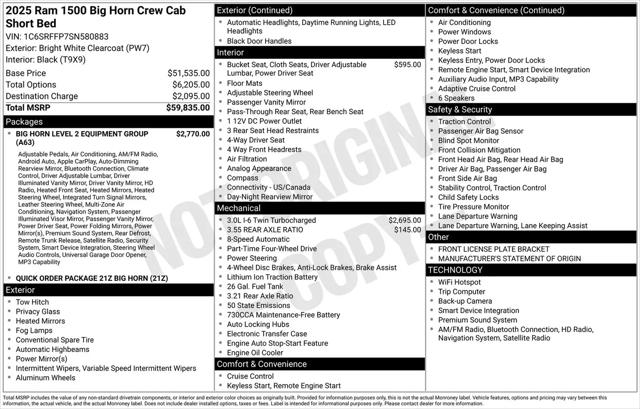 2025 Ram 1500 Big Horn Crew Cab 4x4 57 Box