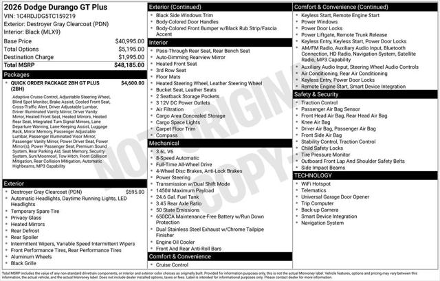 2026 Dodge Durango DURANGO GT PLUS AWD