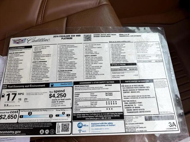 2016 Cadillac Escalade ESV Platinum